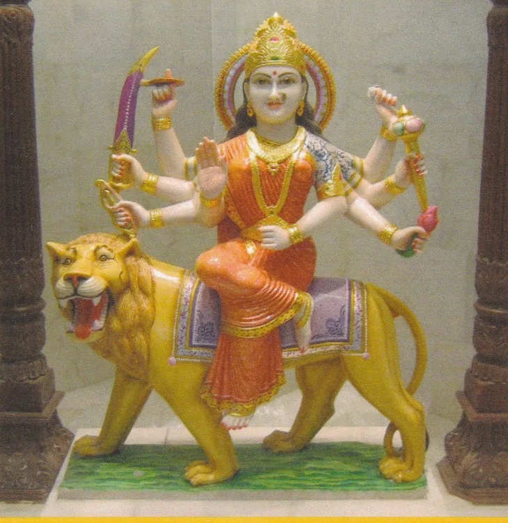 The murti of Shri Durga Maa at Hindu Mandir Glasgow