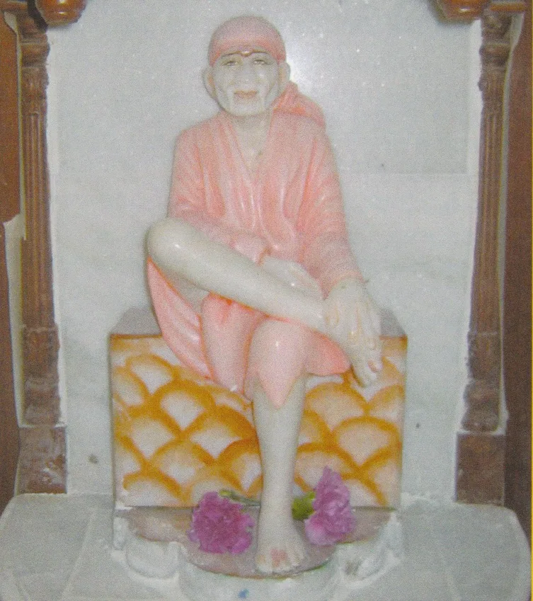 The murti of Shirdi Sai Baba at Hindu Mandir Glasgow