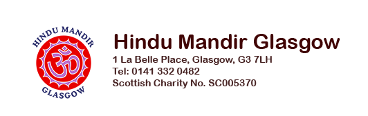 Hindu Mandir Glasgow, 1 La Belle Place, Glasgow, G3 7LH. Tel 0141 332 0482. Scottish Charity No. SC005370